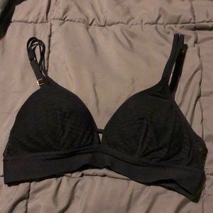 Lively Jet Black Striped Mesh Bralette